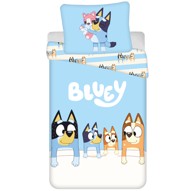 Bluey Dekbedovertrek, Stripes- Eenpersoons - 140 x 200 + 70 x 90 cm  - Katoen