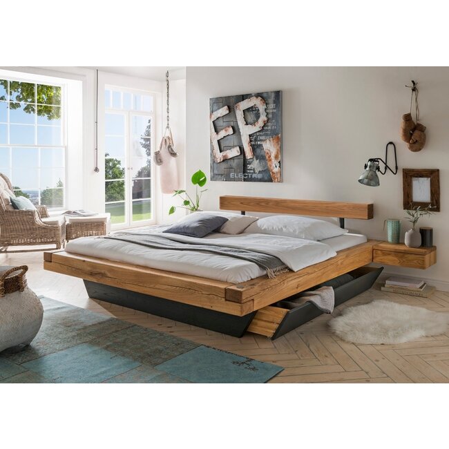 TPT Möbel Industrieel Balkenbed Star - massief geolied wild eiken- 160x200 cm