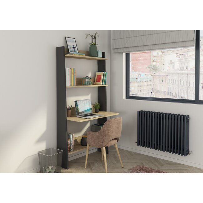 Trasman Stapelbed Flip met kast en 2 lades 90x190 cm - Witgrenen/ antraciet