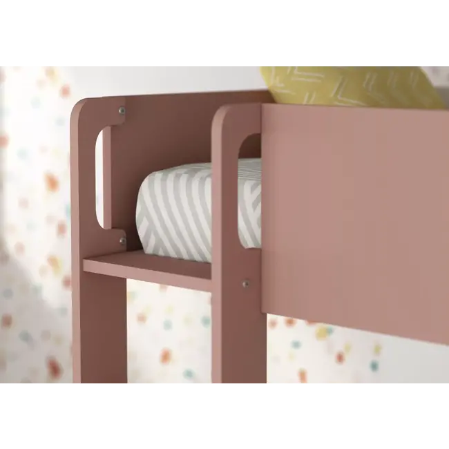 Trasman Stapelbed Flip met kast en 2 lades 90x190 cm - Witgrenen/Oudroze