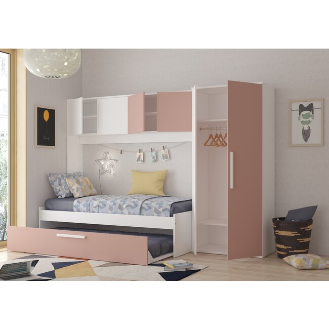 Trasman Kinderbed Artik met slaaplade en kast - Roze