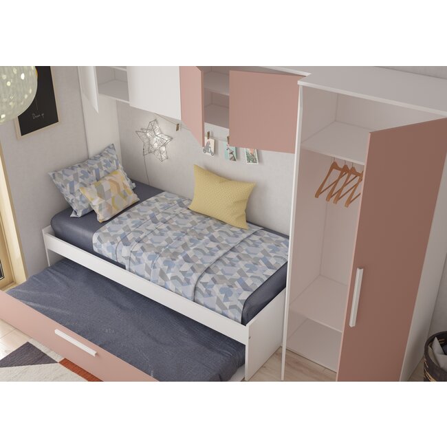 Trasman Kinderbed Artik met slaaplade en kast - Roze