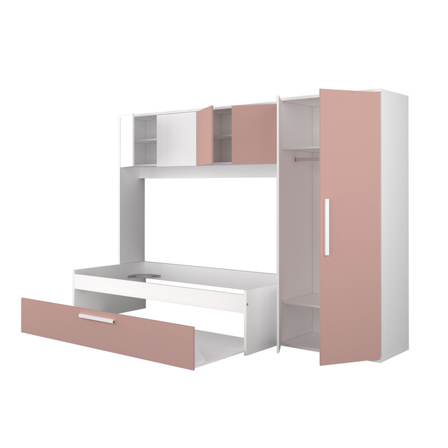 Trasman Kinderbed Artik met slaaplade en kast - Roze