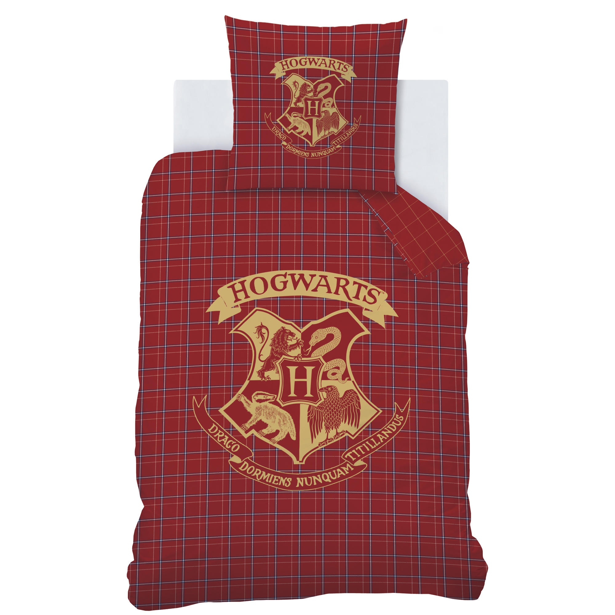 Harry Potter Dekbedovertrek Tartan- Eenpersoons - 140 x 200 cm - Katoen