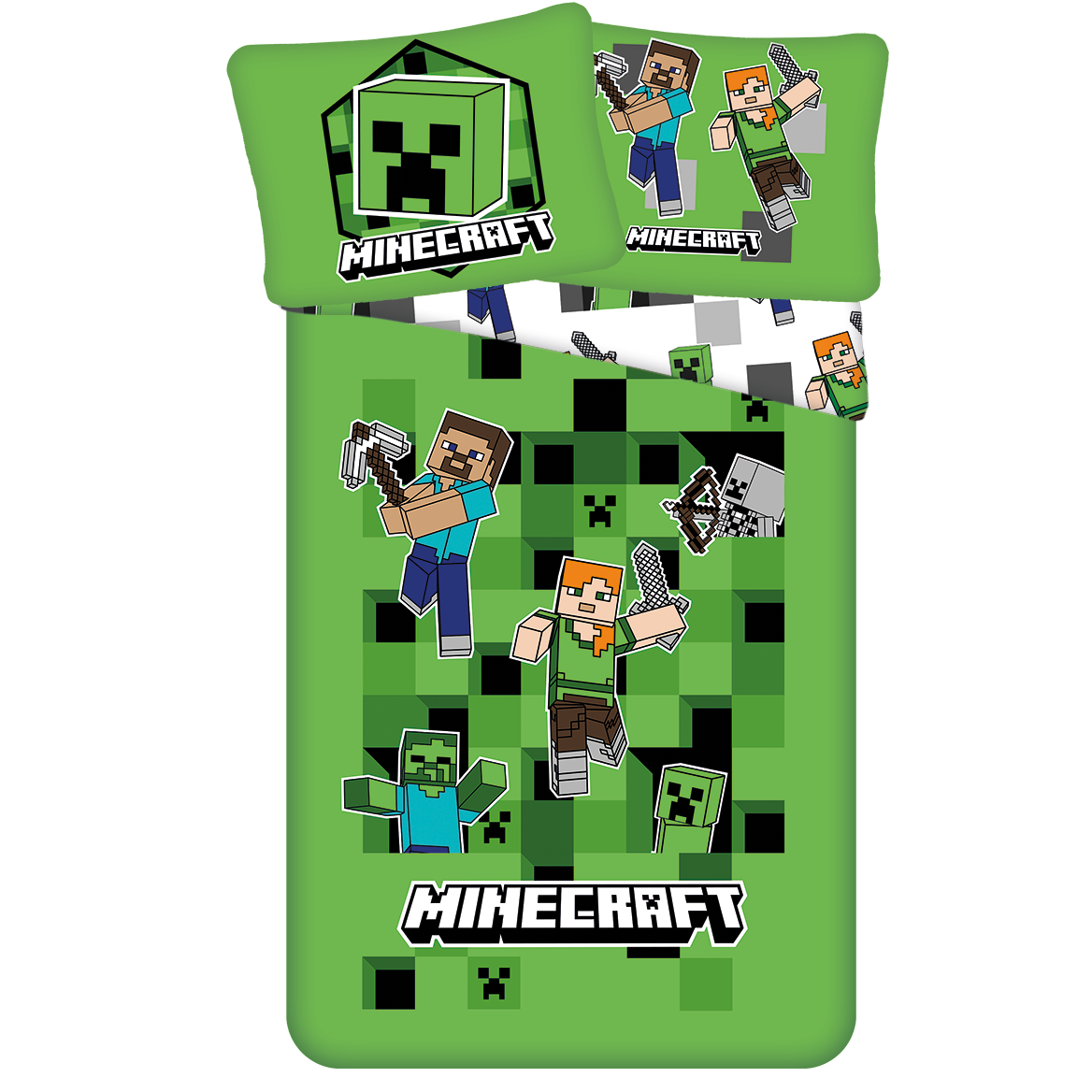 Minecraft Dekbedovertrek groen 140 x 200 cm - microvezel