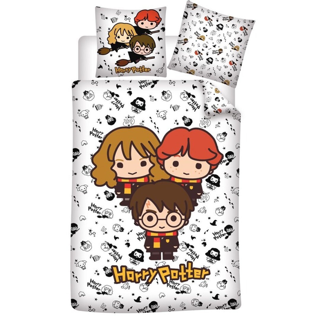 Harry Potter Dekbedovertrek - Harry Ron Hermelien cartoon - 140 x 200 cm