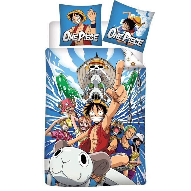 MerchandiseFever One Piece Dekbedovertrek, Red Line - Eenpersoons - 140 x 200 + 65 x 65 cm - Polykatoen