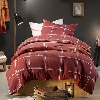 MerchandiseFever Dekbedovertrek Rosaline Burgundy - Eenpersoons - 140 x 220 cm - Katoen Flanel