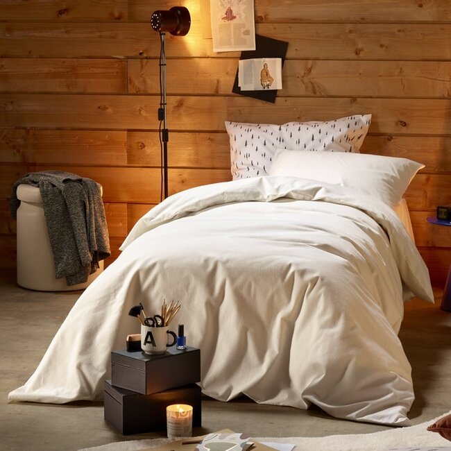 MerchandiseFever Moodit Dekbedovertrek, Freya Cream - 140 x 220 + 60 x 70 cm - Katoen Flanel