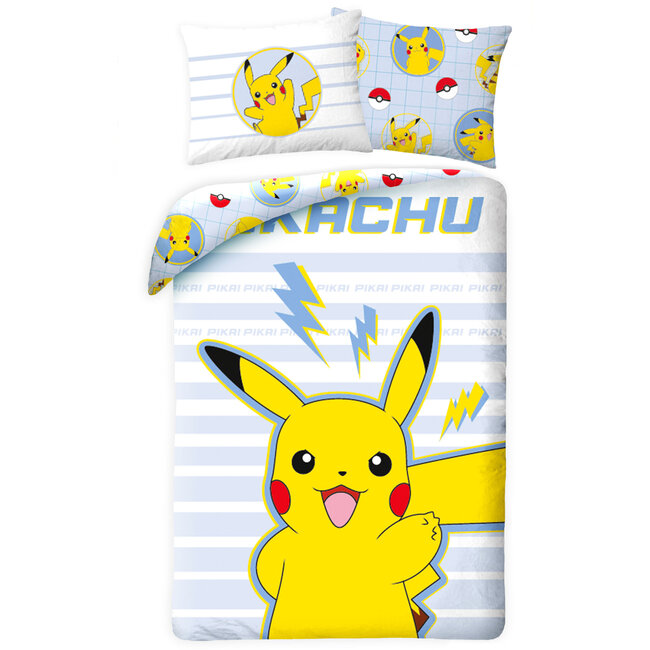 MerchandiseFever Pokémon Dekbedovertrek, Pikai - Eenpersoons - 140 x 200 + 65 x 65 cm - Katoen