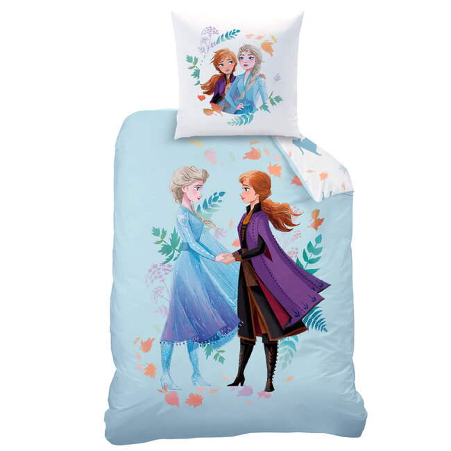 MerchandiseFever Disney Frozen Dekbedovertrek, Sisters - 140 x 200 cm + 63 x 63 cm - Katoen