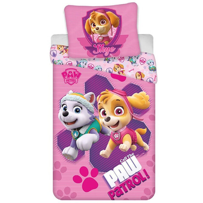 MerchandiseFever PAW Patrol Dekbedovertrek, Skye Everest - Eenpersoons - 140 x 200 + 65 x 65 cm - Polykatoen