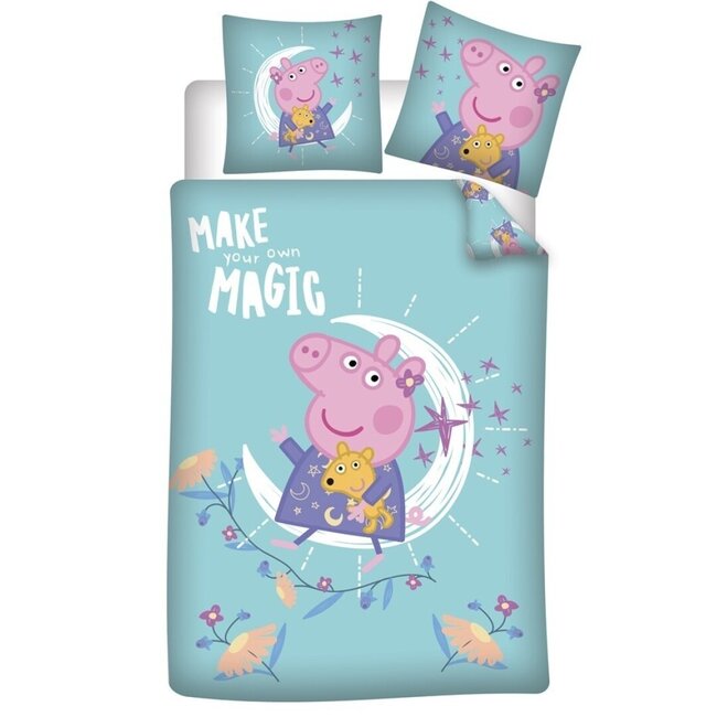 MerchandiseFever Peppa Pig Dekbedovertrek,  Make Your Own Magic - Eenpersoons - 140 x 200 + 63 x 63 cm - Polyester