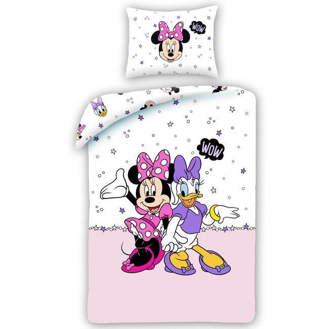 MerchandiseFever Disney Minnie Mouse Dekbedovertrek, Wow - Eenpersoons - 140 x 200 + 70 x 90 cm - Katoen