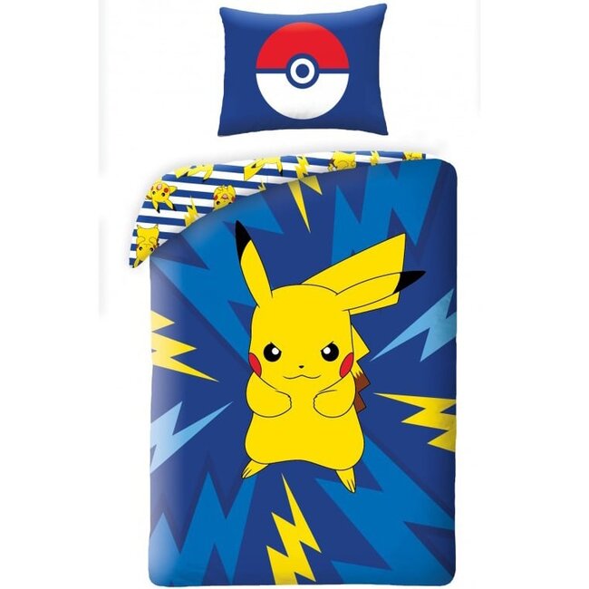 MerchandiseFever Pokemon Dekbedovertrek, Power - Eenpersoons - 140 x 200 cm - Katoen