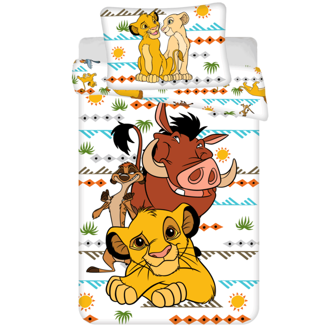 MerchandiseFever Disney The Lion King Dekbedovertrek, Africa - Eenpersoons - 140 x 200 + 70 x 90 cm - Katoen