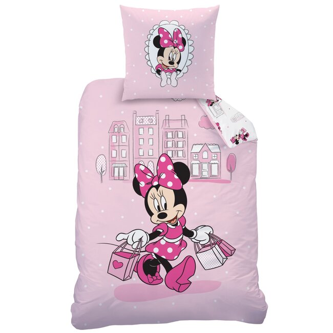 MerchandiseFever Disney Minnie Mouse Dekbedovertrek, Shopping - 140x200 cm + 1 x 63x63cm - Katoen