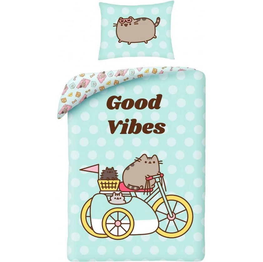Pusheen dekbedovertrek Good Vibes 140 x 200 cm Katoen