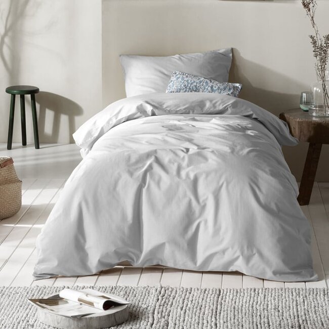 MerchandiseFever Moodit Dekbedovertrek, Basil Silver - 140 x 220 + 60 x 70 cm - Katoen