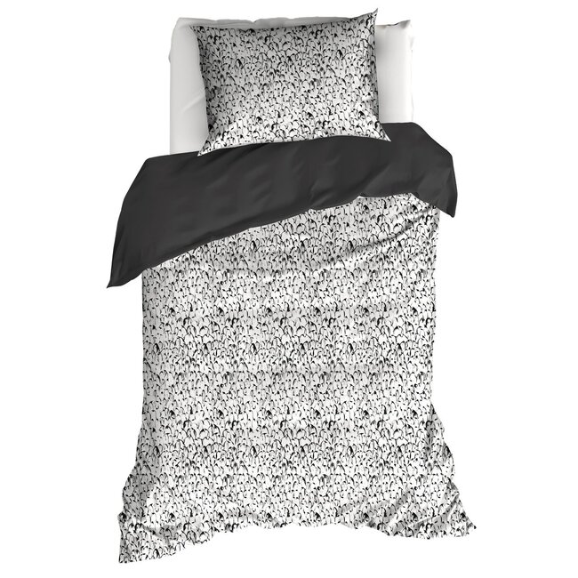 MerchandiseFever De Witte Lietaer Dekbedovertrek, Waddle Dark Shadow - 140x220 cm + 60x70 cm - Katoen Satijn