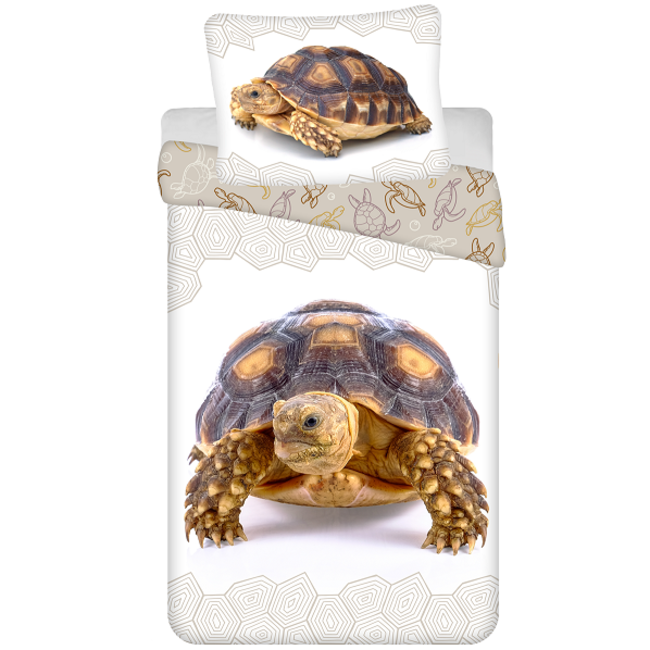 MerchandiseFever Animal Pictures Dekbedovertrek, Schildpad - Eenpersoons - 140 x 200 + 70 x 90 cm - Katoen