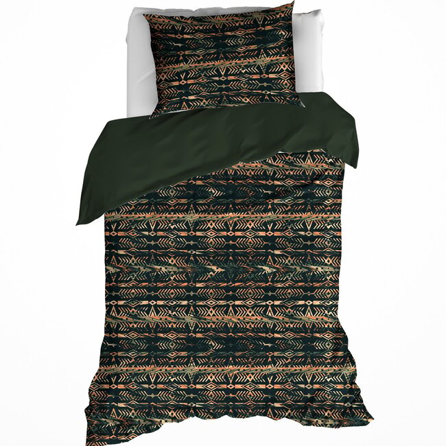MerchandiseFever De Witte Lietaer Dekbedovertrek, Rufus Khaki - 140x220 cm + 60x70 cm - Katoen flanel