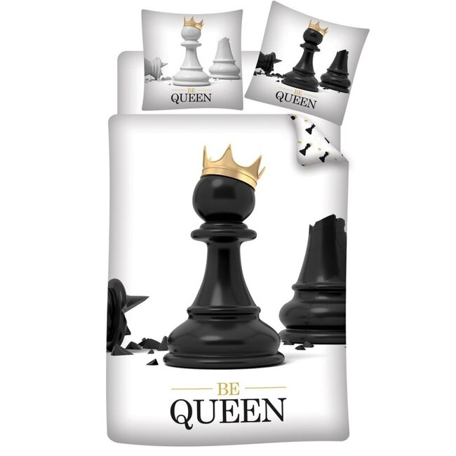 MerchandiseFever Schaak Dekbedovertrek Be Queen - 140 x 200 cm + 63 x 63 cm - Polyester