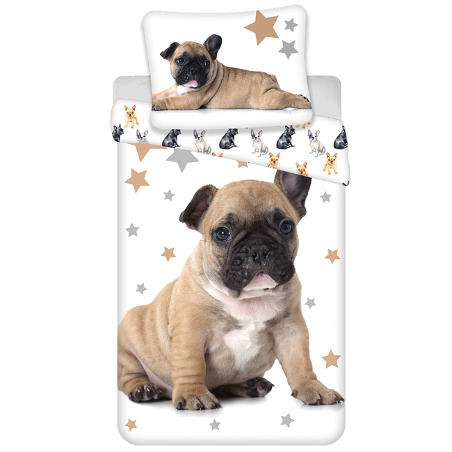 MerchandiseFever Animal Pictures Dekbedovertrek French Bulldog - 140 x 200 + 70 x 90 cm - Katoen