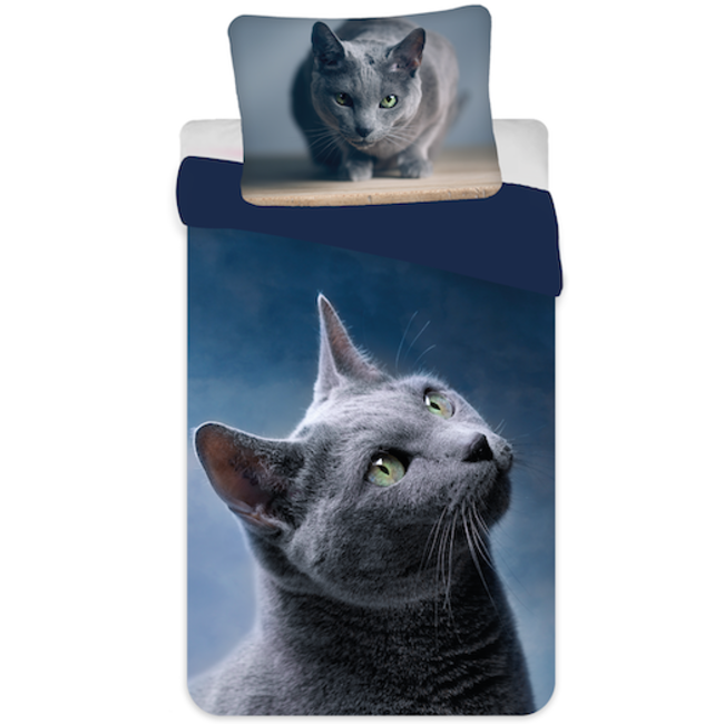 MerchandiseFever Animal Pictures Dekbedovertrek, Kat - 140 x 200 + 70 x 90 cm - Polyester