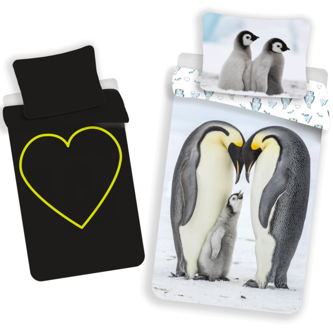 MerchandiseFever Animal Pictures Dekbedovertrek - Pinguin Glow in the Dark - 140 x 200 + 70 x 90 cm - Katoen