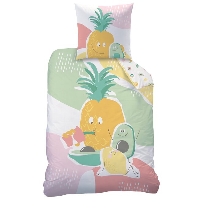 MerchandiseFever Matt & Rose Dekbedovertrek, Tutti Frutti - 140 x 200 + 63 x 63 cm - Katoen