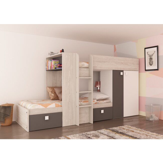 Trasman Stapelbed Maxim Antraciet - 90x190 cm