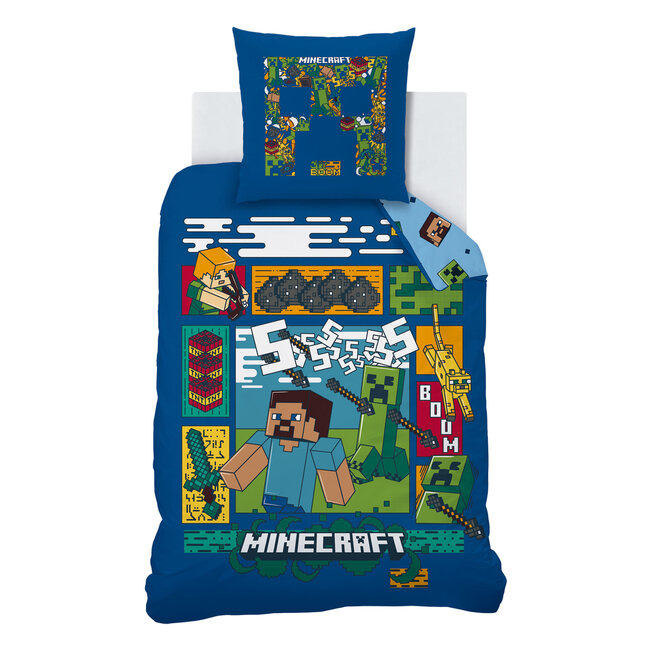 MerchandiseFever Minecraft Dekbedovertrek, Update - 140x200 cm + 1 x 63x63cm - Katoen