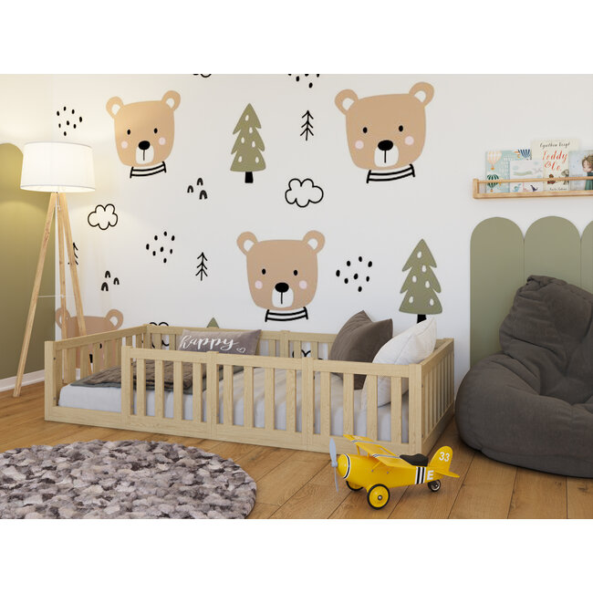 Lilli Furniture Montessori Vloerbed Luna 90x200 – Met deur- Natuur