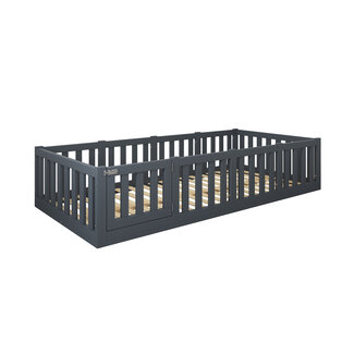 Lilli Furniture Montessori Vloerbed Luna 90x200 – Met deur- Antraciet