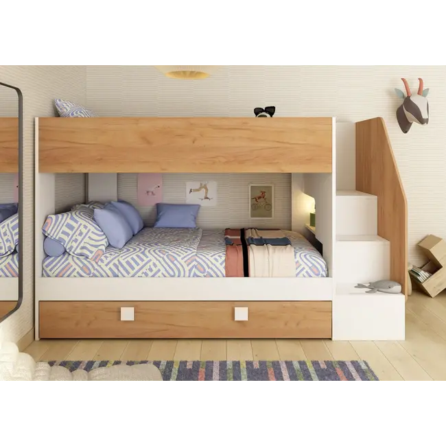 Trasman Stapelbed Easy met slaaplade 90x200 cm- Eikenkleur