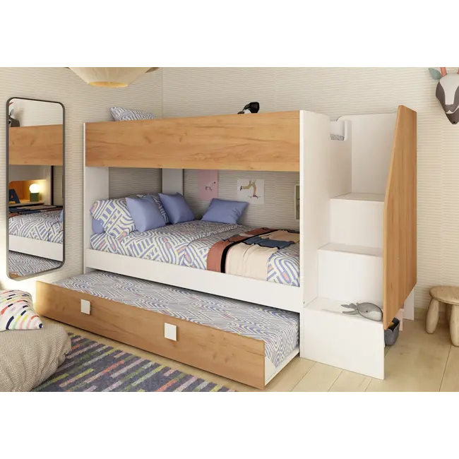 Trasman Stapelbed Easy met slaaplade 90x200 cm- Eikenkleur