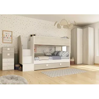 Trasman Stapelbed Easy met slaaplade 90x200 cm- Grijseiken