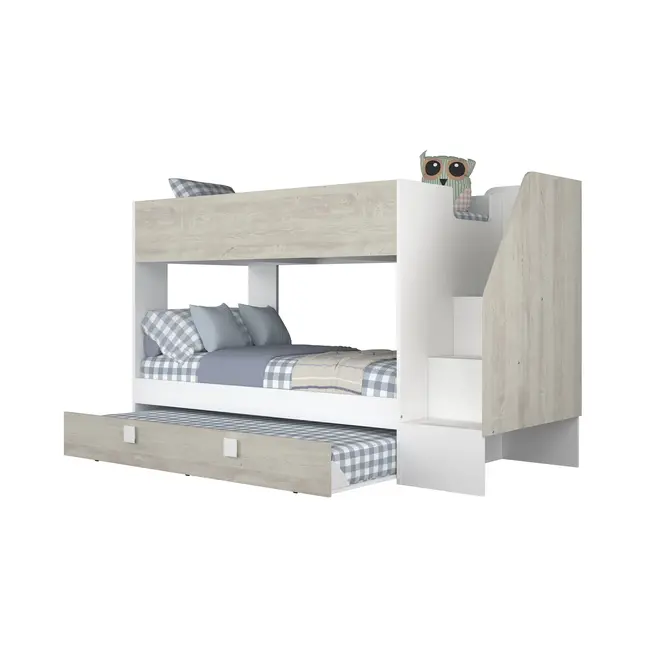 Trasman Stapelbed Easy met slaaplade 90x200 cm- Grijseiken