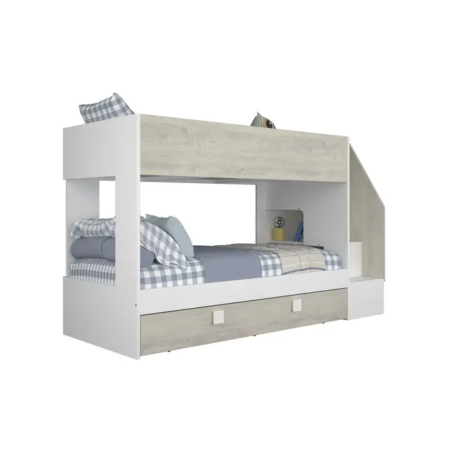 Trasman Stapelbed Easy met slaaplade 90x200 cm- Grijseiken