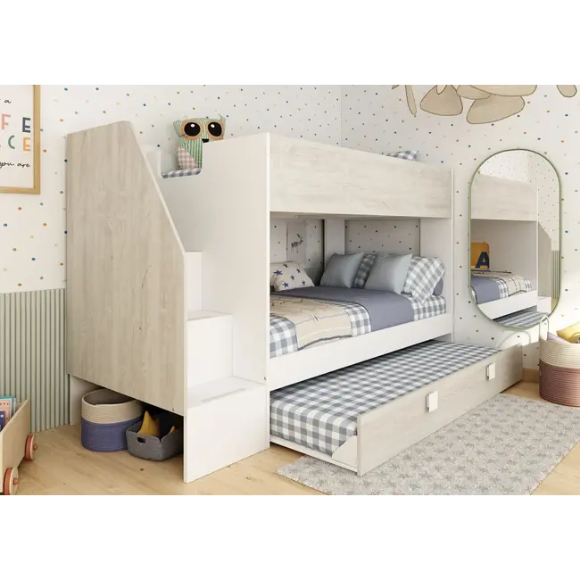 Trasman Stapelbed Easy met slaaplade 90x200 cm- Grijseiken