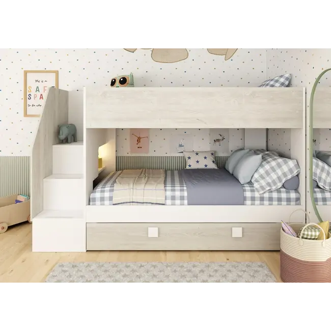 Trasman Stapelbed Easy met slaaplade 90x200 cm- Grijseiken