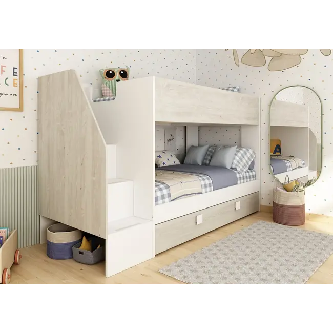 Trasman Stapelbed Easy met slaaplade 90x200 cm- Grijseiken