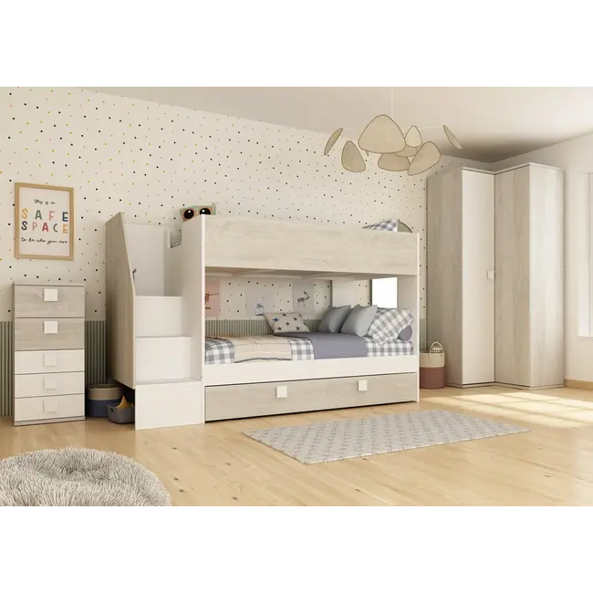 Trasman Stapelbed Easy 90x190 cm met slaaplade 90x200 cm- Grijseiken