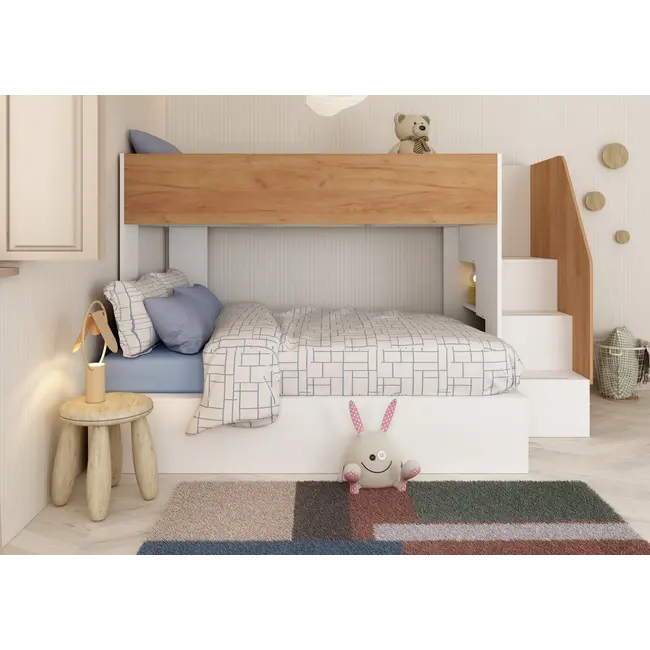 Trasman Stapelbed familiebed Easy 90/140x190 cm -Eikenkleur