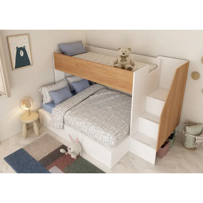 Trasman Stapelbed familiebed Easy 90/140x190 cm -Eikenkleur