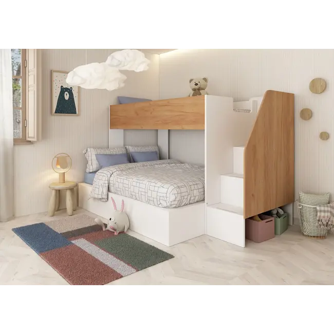 Trasman Stapelbed familiebed Easy 90/140x190 cm -Eikenkleur