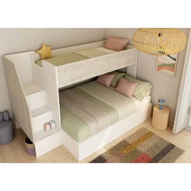 Trasman Stapelbed familiebed Easy 90/140x200 cm - Grijseiken