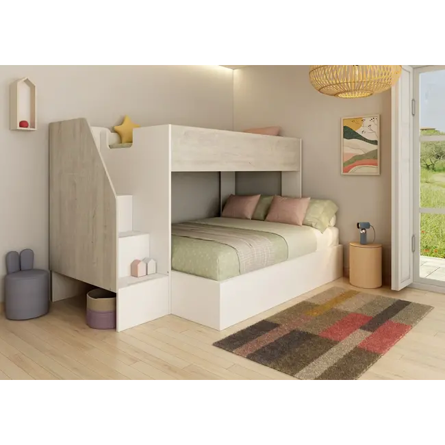 Trasman Stapelbed familiebed Easy 90/140x200 cm - Grijseiken