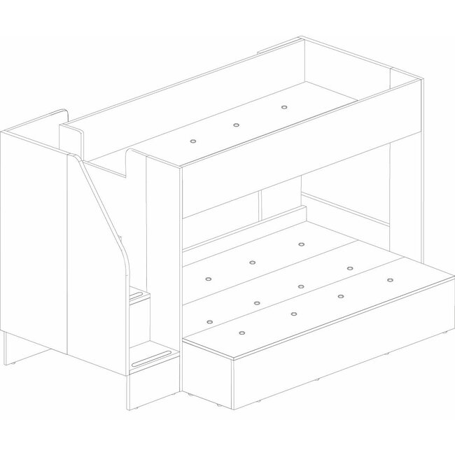 Trasman Stapelbed familiebed Easy 90/140x200 cm -Eikenkleur